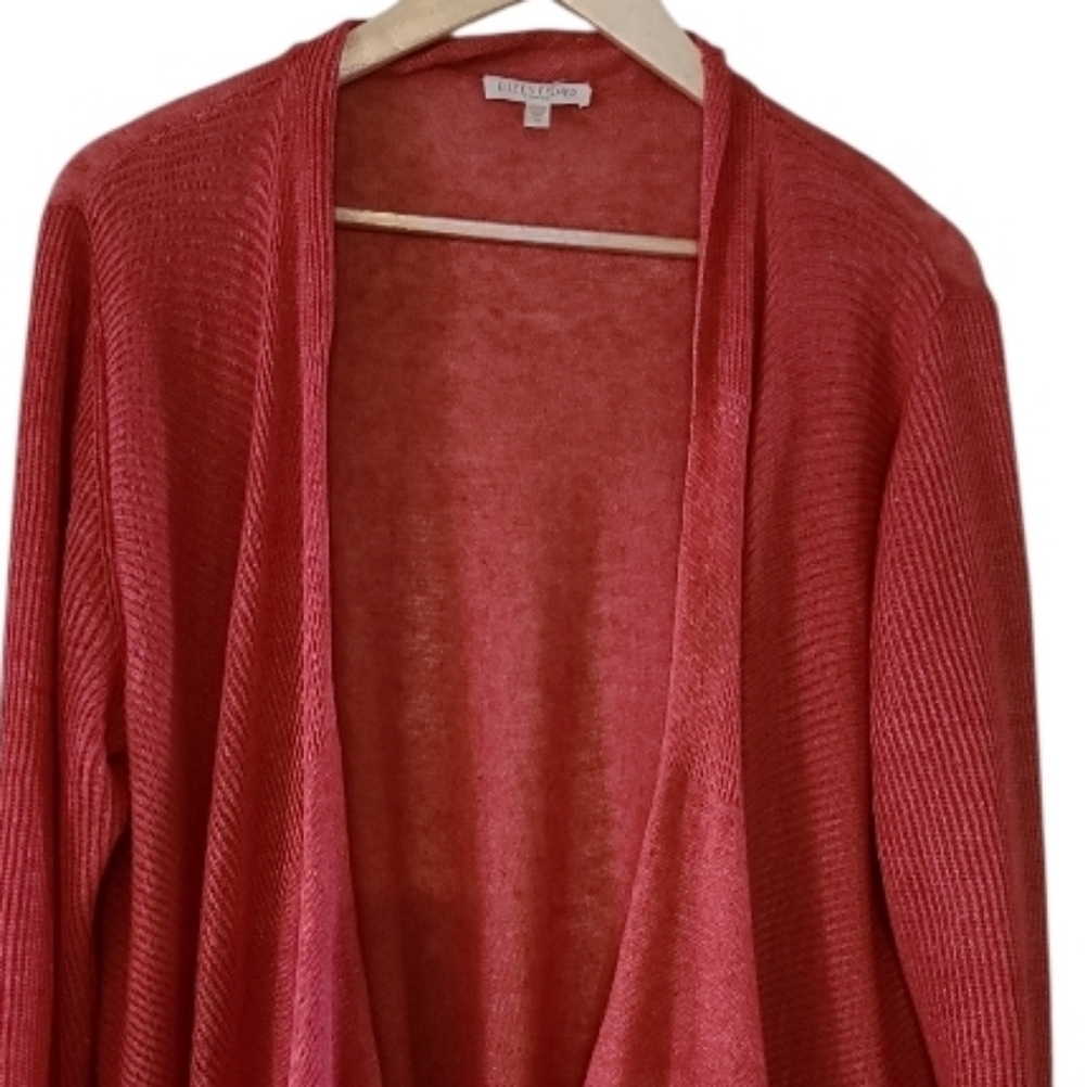 Eileen Fisher Women's 100% Linen Open Front Cardigan Salmon Pink Orange Size 1X - Picture 3 of 16